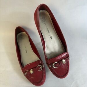 ANNE KLEIN Red Flats Loafers Shoes